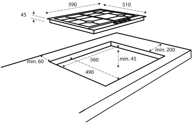 INVENTUM IKG6023GRVS GASKOOKPLAAT INBOUW - Afbeelding 2