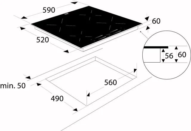 ETNA KI560ZT 4pits inductie 60cm. - Afbeelding 2